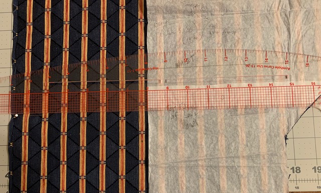 How the pattern is marked to line up placement of the left panel wedge.